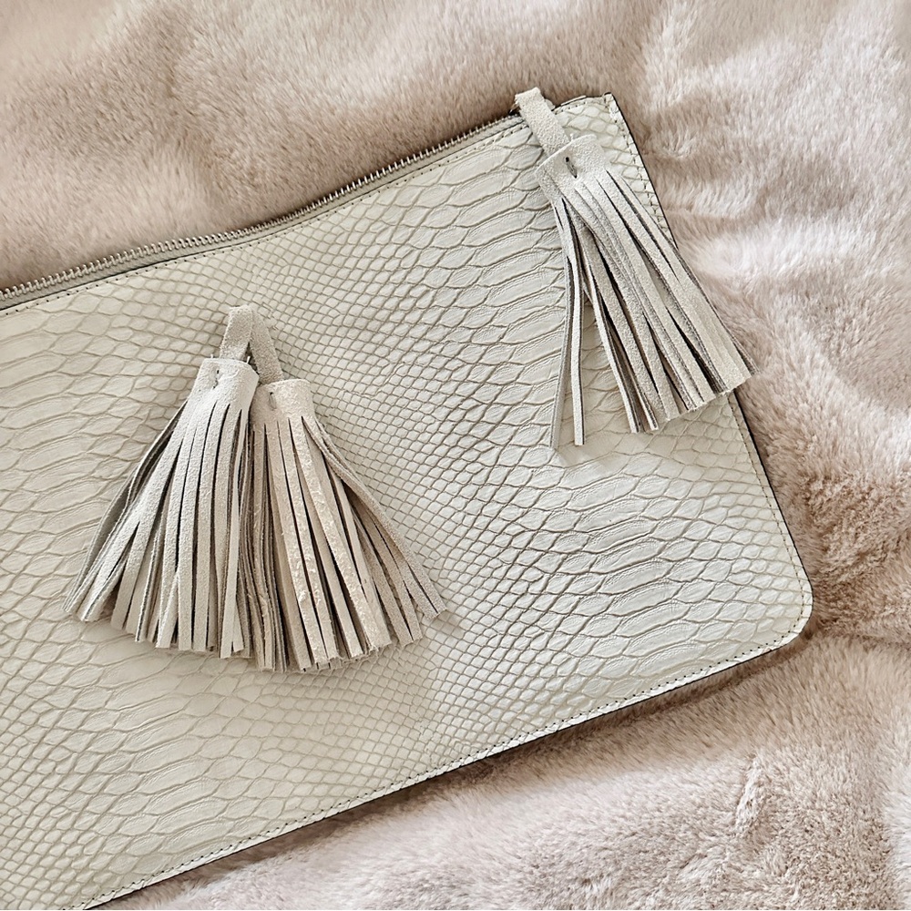Express Textured Clutch / Pouch with Tassels